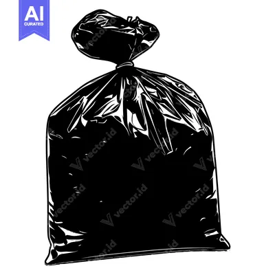 Black Plastic Bag Full of Trash with Tie Top