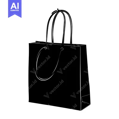 Aset premium populer: Black and White Silhouette of a Paper Shopping Bag