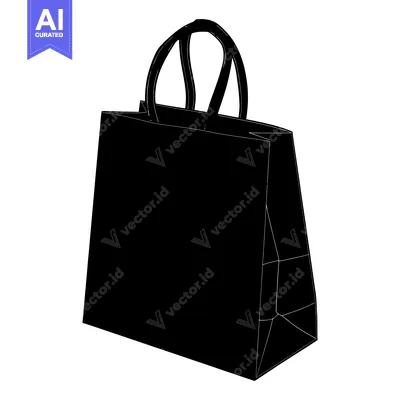 Premium design asset: Black and White Silhouette of a Paper Shopping Bag