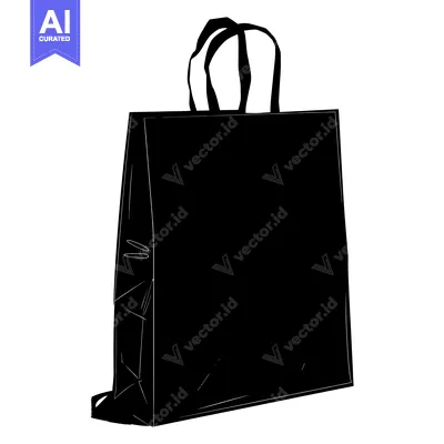 Popular premium asset: Black and White Silhouette of a Paper Shopping Bag