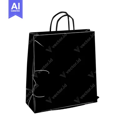 Aset desain premium: Black and White Silhouette of a Paper Shopping Bag