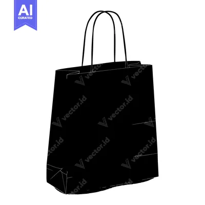 Aset premium populer: Black and White Silhouette of a Paper Shopping Bag