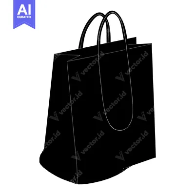 Premium design asset: Black and White Silhouette of a Paper Shopping Bag