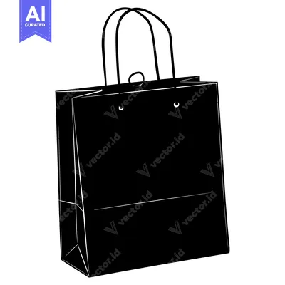 Premium design asset: A Black and White Illustration of a Paper Shopping Bag