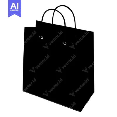 Premium design asset: Black Silhouette of a Paper Shopping Bag with Handles