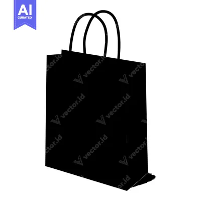 Popular premium asset: Black and White Silhouette of a Paper Shopping Bag
