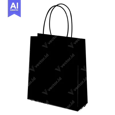 Premium design asset: Black and White Silhouette of a Paper Shopping Bag