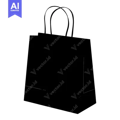 Aset desain premium: A Black Silhouette of a Paper Shopping Bag