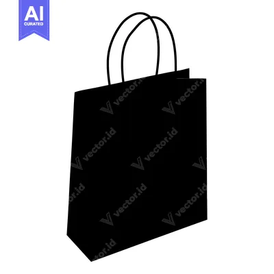 Popular premium asset: Black and White Silhouette of a Paper Shopping Bag