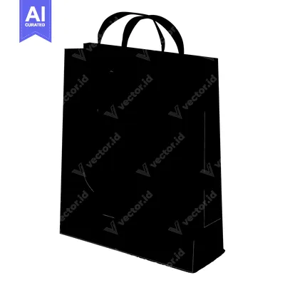 Aset desain premium: Silhouette of a Paper Shopping Bag with Handles
