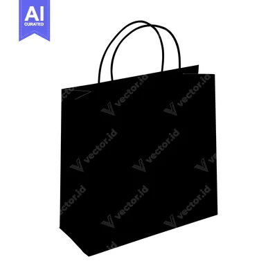 Premium design asset: Black Silhouette of a Paper Shopping Bag with Handles