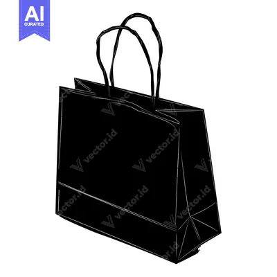 Popular premium asset: A Black and White Sketch of a Paper Shopping Bag