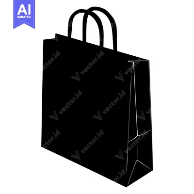 Premium design asset: Black and White Silhouette of a Paper Shopping Bag