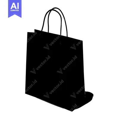 Black and White Silhouette of a Paper Shopping Bag