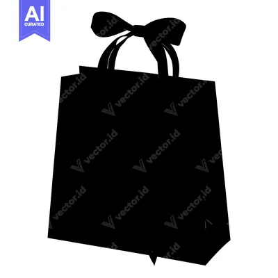 Aset desain premium: Silhouette of a Shopping Bag with a Bow on Top