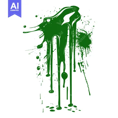Aset premium populer: Green Paint Splatter and Drips Abstract Art.