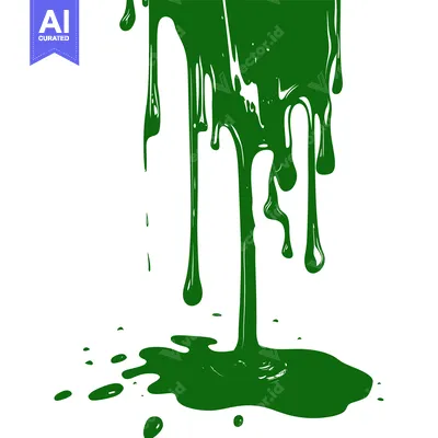 Green paint dripping and splashing on a white background.