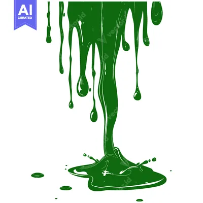Premium design asset: Green paint dripping and splashing on a white background.