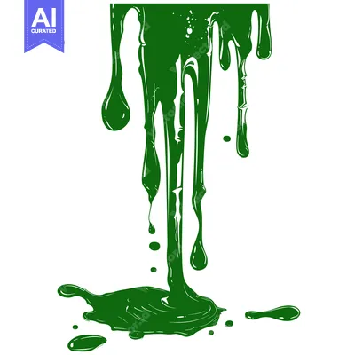 Green paint dripping and splashing on a white background.