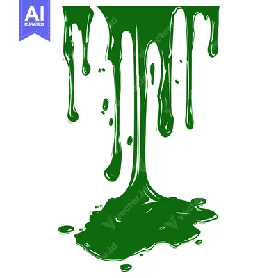 Popular premium asset: Green liquid dripping and splashing on white background.