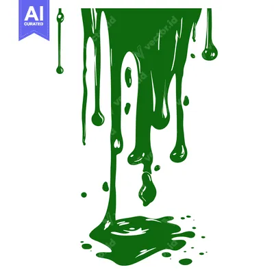 Premium design asset: Green paint dripping and splattering on a white background.