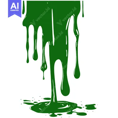 Aset premium populer: Green paint dripping and splattering on a white background.