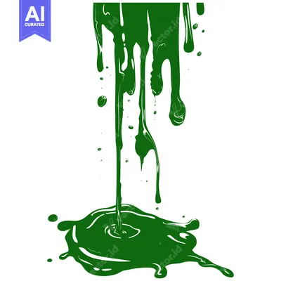Green paint dripping and splashing on a white background.