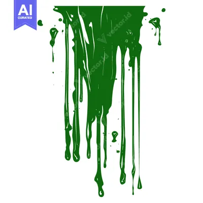 Green paint dripping down on a white background.
