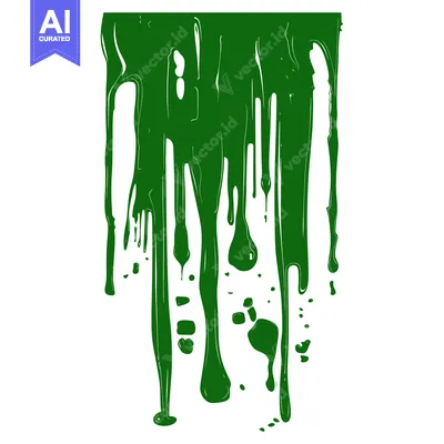 Popular premium asset: Green paint dripping down on a white background.