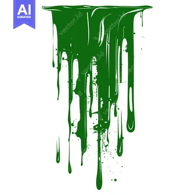Green paint dripping down, abstract background.