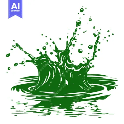 Aset desain premium: Green Liquid Splash Explosion Abstract Art.