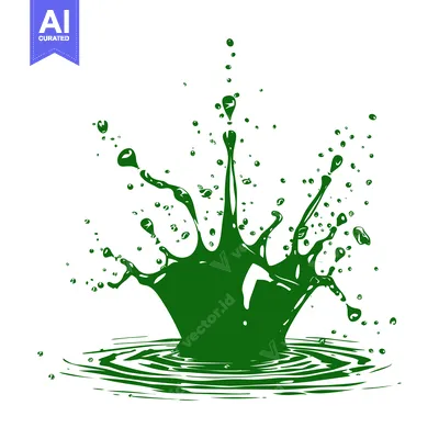 Aset premium populer: Green Liquid Splash Crown Shape Isolated On White Background.