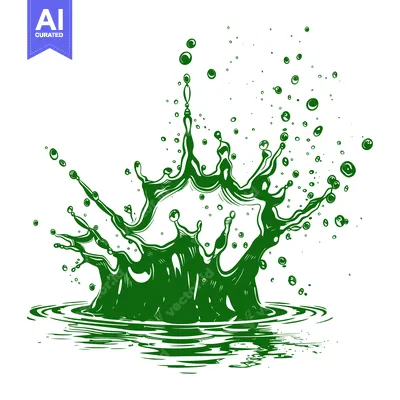 Aset premium populer: Vibrant Green Liquid Splash Crown Shape Isolated on White Background.