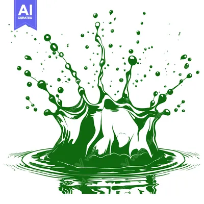 Aset premium populer: Green liquid splash crown shape isolated on white background.