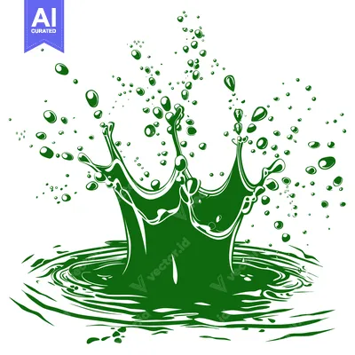 Aset premium populer: Green Liquid Splash Crown Shape Isolated White Background.