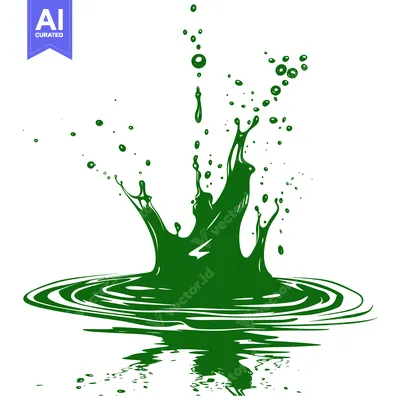 Aset premium populer: Green Liquid Splash with Ripples and Bubbles.