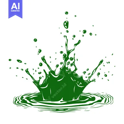 Premium design asset: Green liquid splash with ripples on white background.
