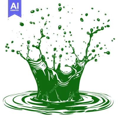 Aset desain premium: Green Liquid Splash Crown Shape.