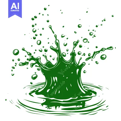 Aset premium populer: Vibrant Green Liquid Splash with Droplets and Ripples.