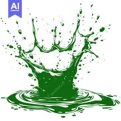 Vibrant Green Liquid Splash Crown Shape Isolated on White Background.