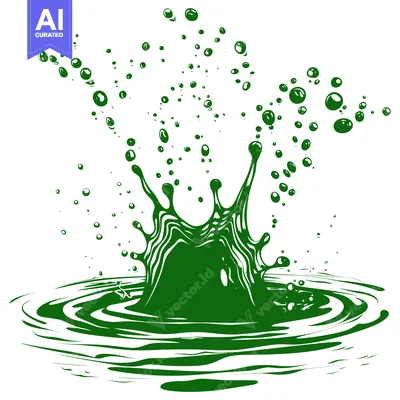 Aset premium populer: Vibrant Green Liquid Splash with Bubbles.
