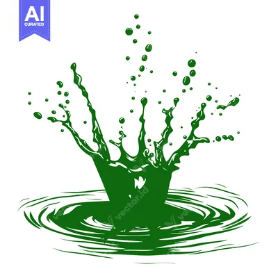 Popular premium asset: Green liquid splash with ripples on white background.