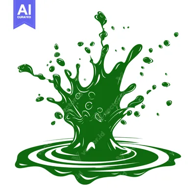 Popular premium asset: Green liquid splash with ripples on white background.