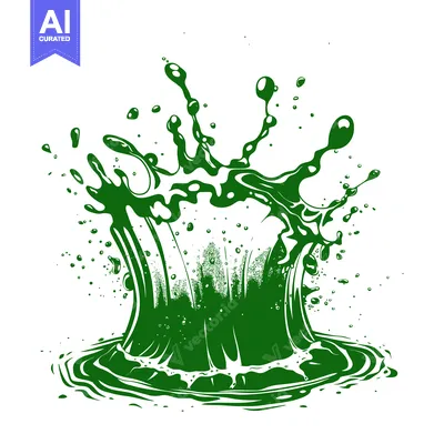 Vibrant Green Liquid Splash Crown Effect Isolated on White.