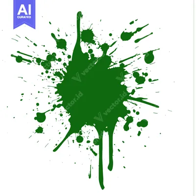 Aset premium populer: Green Paint Splatter Abstract Graphic Design Element.