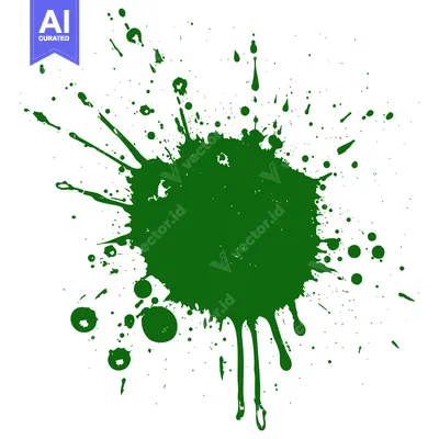 Aset desain premium: Green Ink Splatter Abstract Design Element.