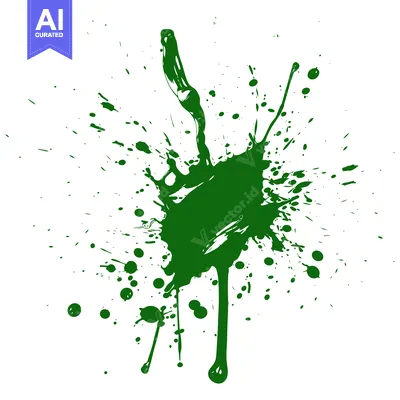 Aset desain premium: Green Paint Splatter Abstract Art.