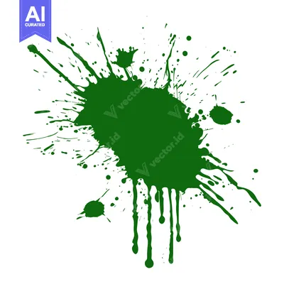 Aset premium populer: Green Paint Splatter Abstract Art.