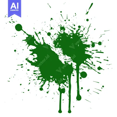 Aset premium populer: Green Ink Splatter Abstract Art.
