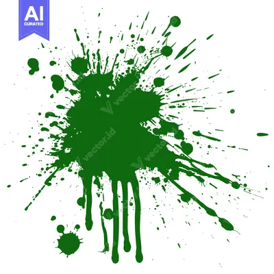 Aset desain premium: Green Paint Splatter Abstract Art.